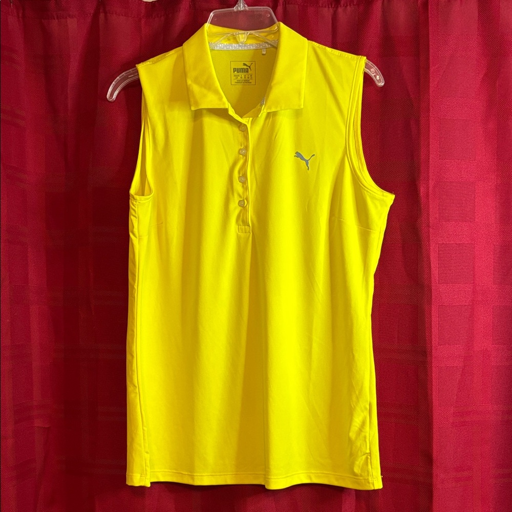 Puma Women's Yellow Sleeveless Polo Top